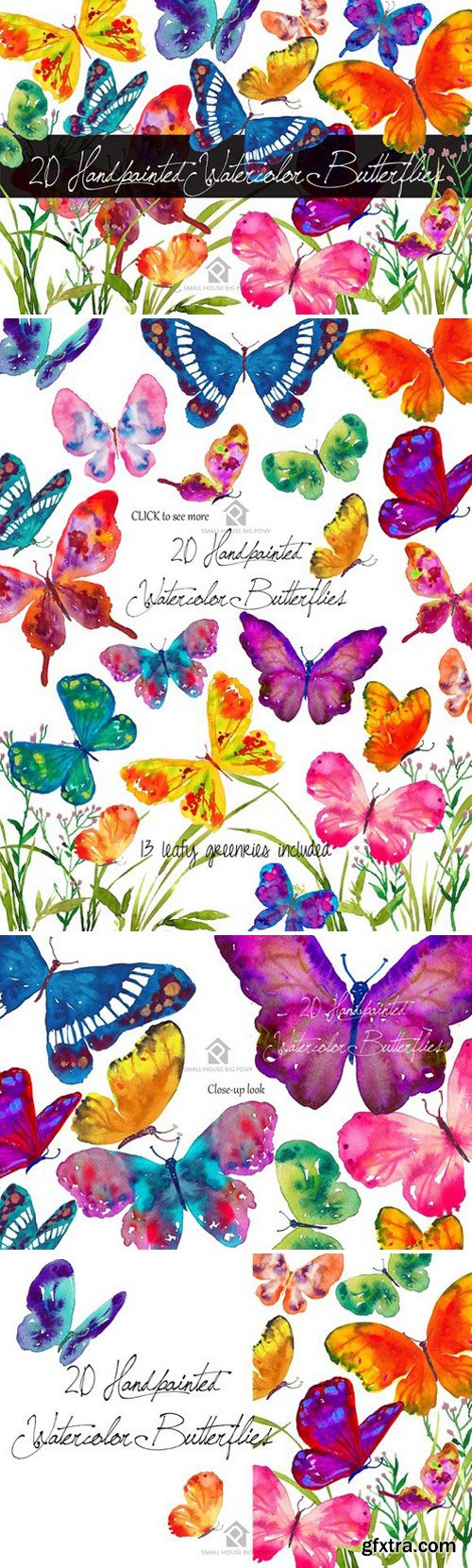 CM - 20 Watercolor Butterflies 790277