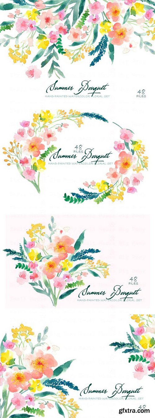 CM - Summer Bouquet - Watercolor Clipart 371690