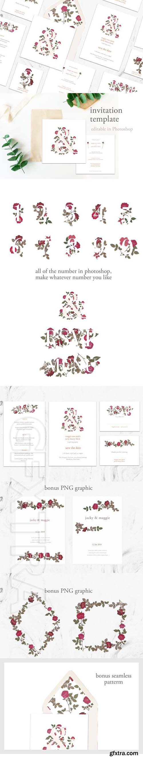 CreativeMarket - Garden Flower Invitation Suite (PSD) 1864498