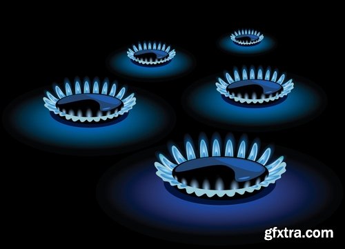 gas burner flame fire vector image 25 EPS