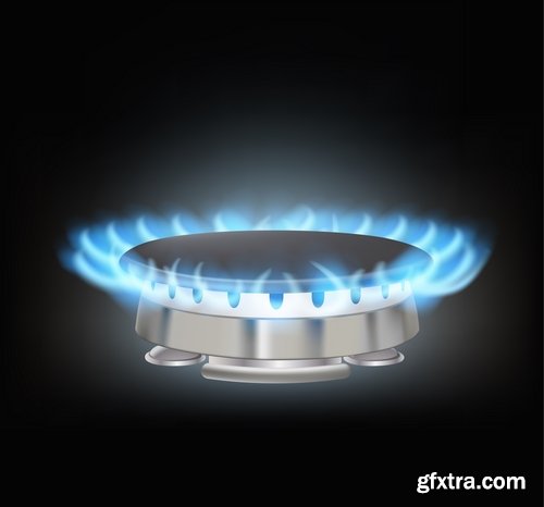 gas burner flame fire vector image 25 EPS