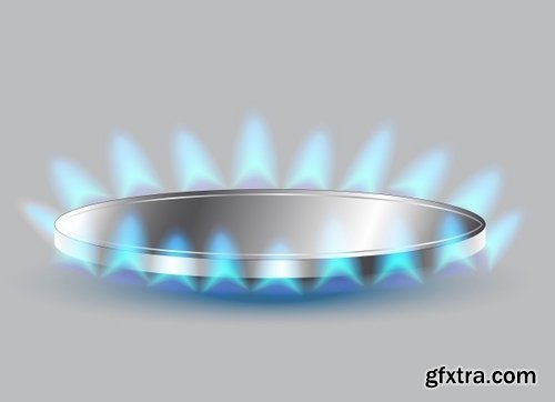 gas burner flame fire vector image 25 EPS