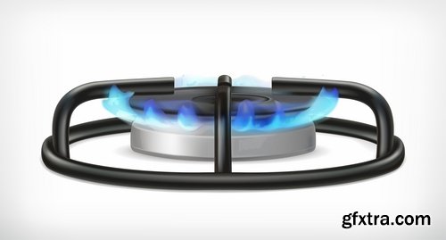 gas burner flame fire vector image 25 EPS