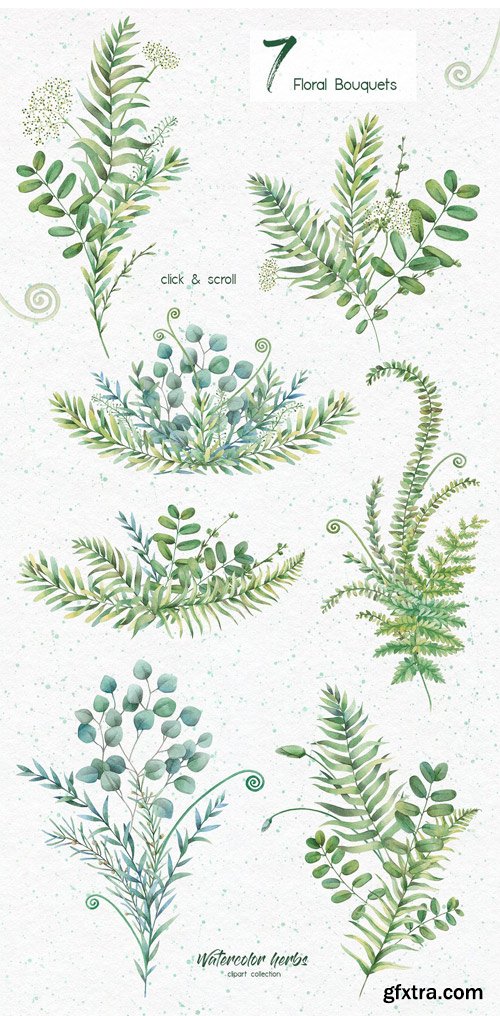 CM - Watercolor Herbs. Clipart Collection 1818264