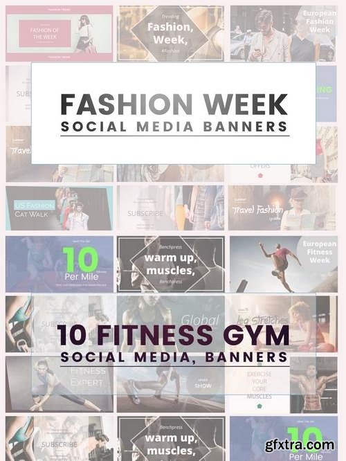 Fashion and Fitness Gym Social Media Banners,Facebook Banners