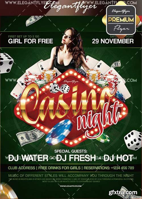 Casino Night V19 Flyer PSD Template + Facebook Cover