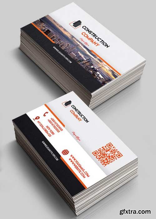 Construction Company V28 Premium Business Card Templates PSD