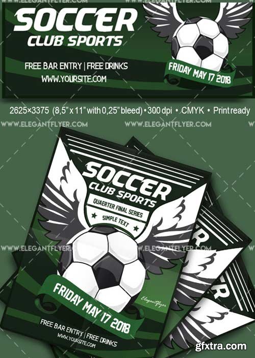 Soccer V29 Flyer PSD Template + Facebook Cover