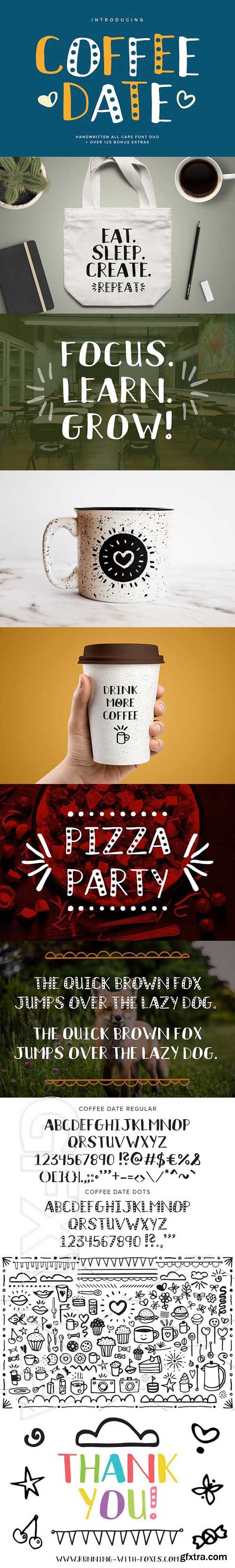 CreativeMarket - Coffee Date Font Duo + BONUS 1864040