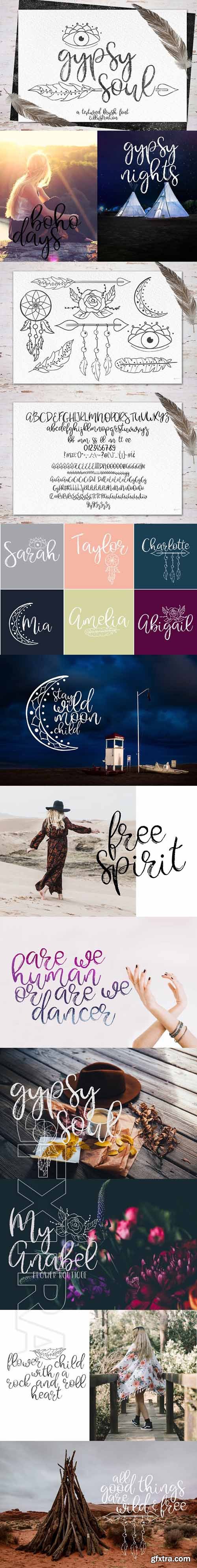 CreativeMarket - Gypsy Soul Textured Brush Font+bonus 1863013