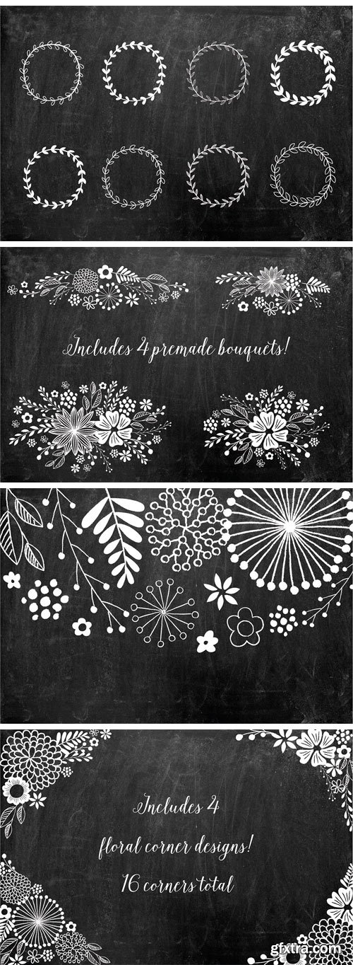 CM - Chalkboard Floral Design Kit, AI PNG 1818797