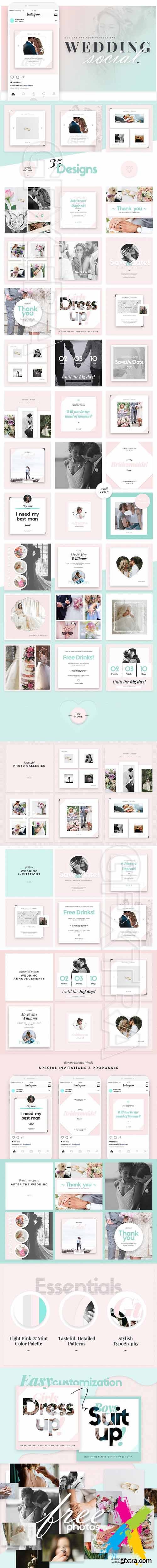 CreativeMarket - Wedding Social Media Templates 1854500