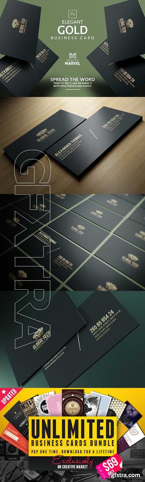 CreativeMarket - Elegant Gold Business Card 1880372