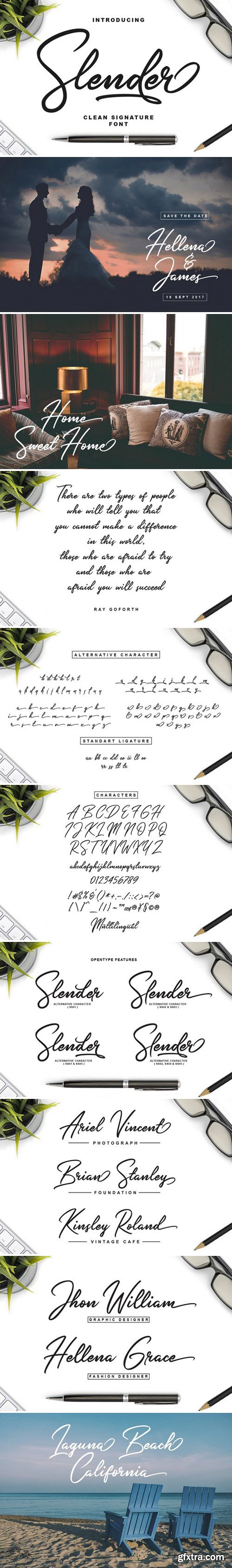 CM - Slender Clean Signature Script Font 1834346