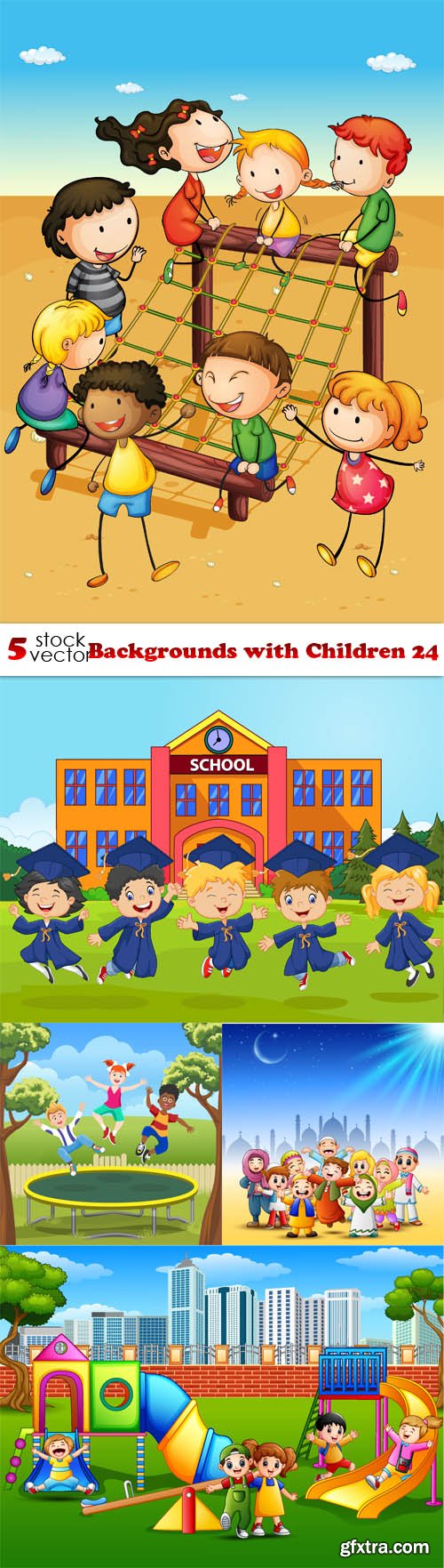 Vectors - Backgrounds with Children 24