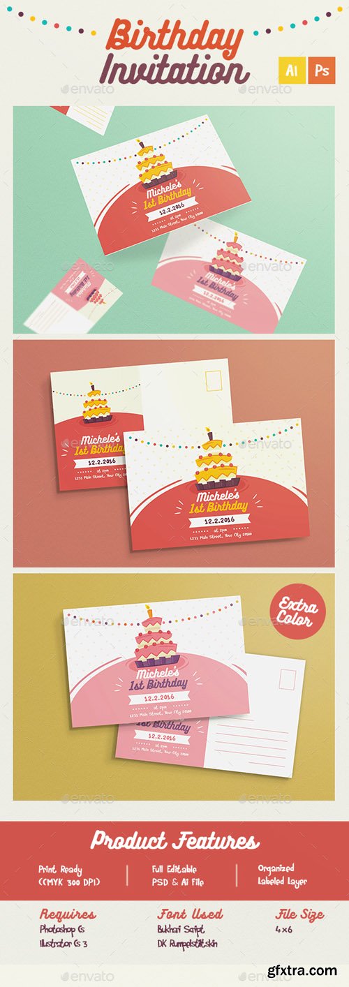 GR - Colorful Birthday Invitation 14065079