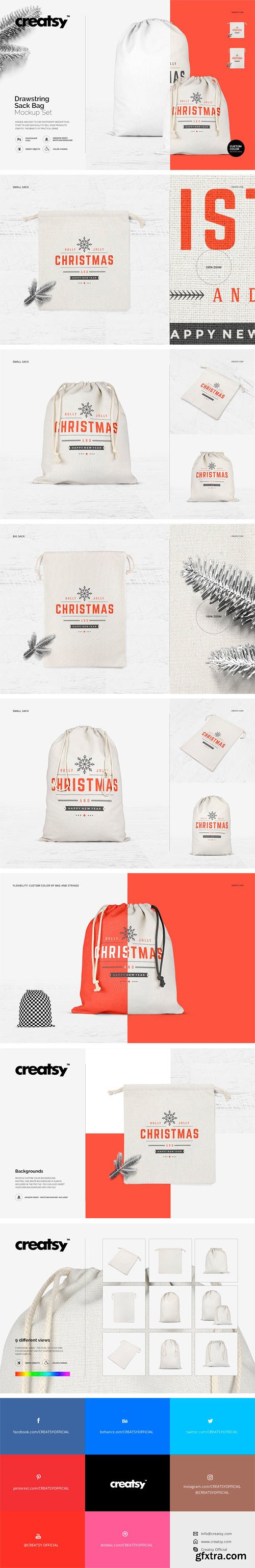 CM - Drawstring Sack Bag Mockup Set 1850816