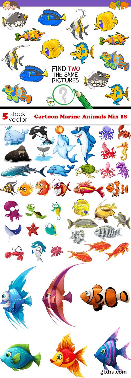 Vectors - Cartoon Marine Animals Mix 18