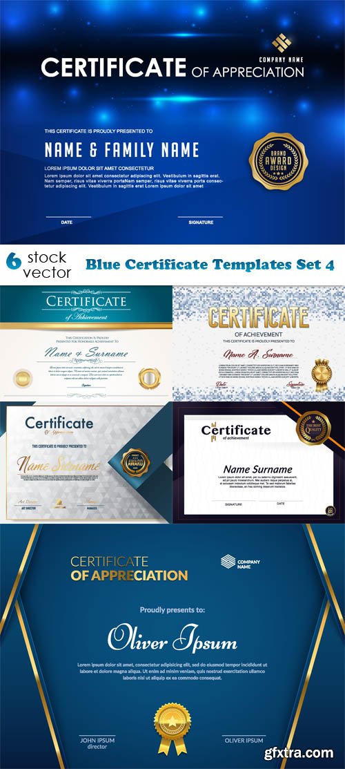 Vectors - Blue Certificate Templates Set 4