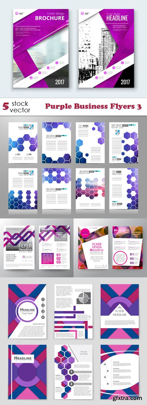 Vectors - Purple Business Flyers Set 3