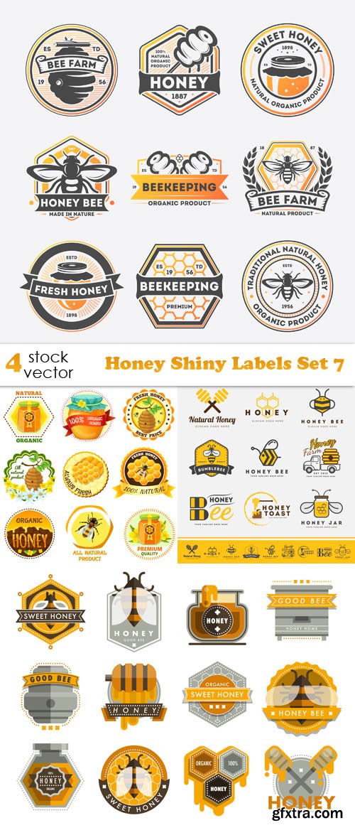 Vectors - Honey Shiny Labels Set 7