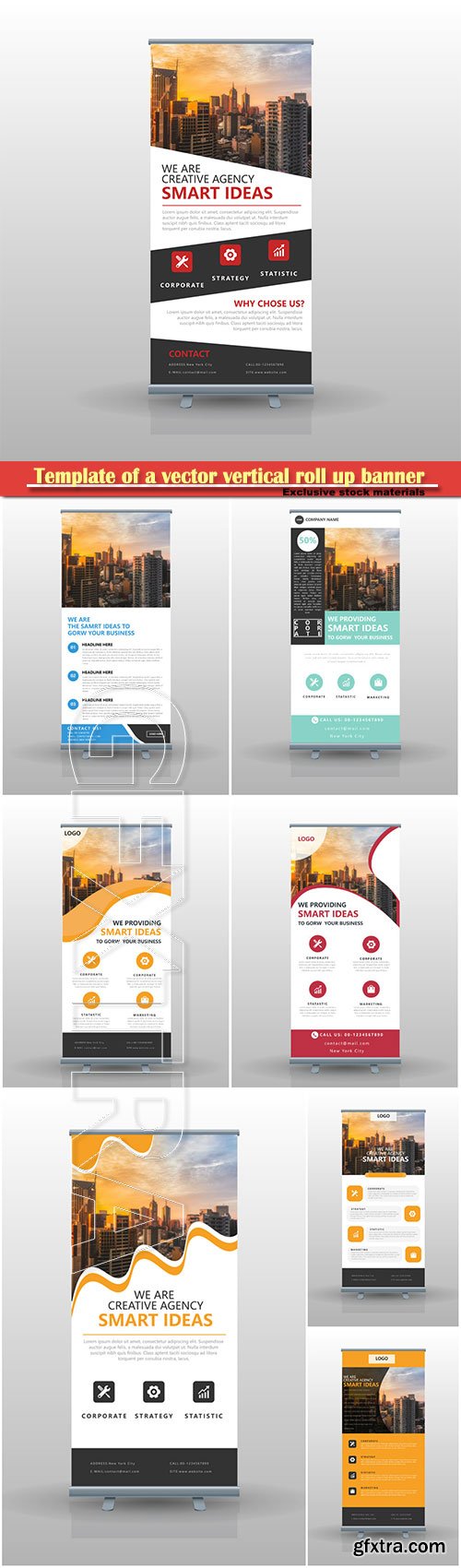 Template of a vector vertical roll up banner for business #4