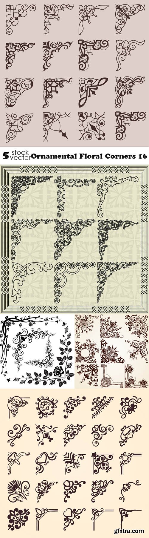 Vectors - Ornamental Floral Corners 16