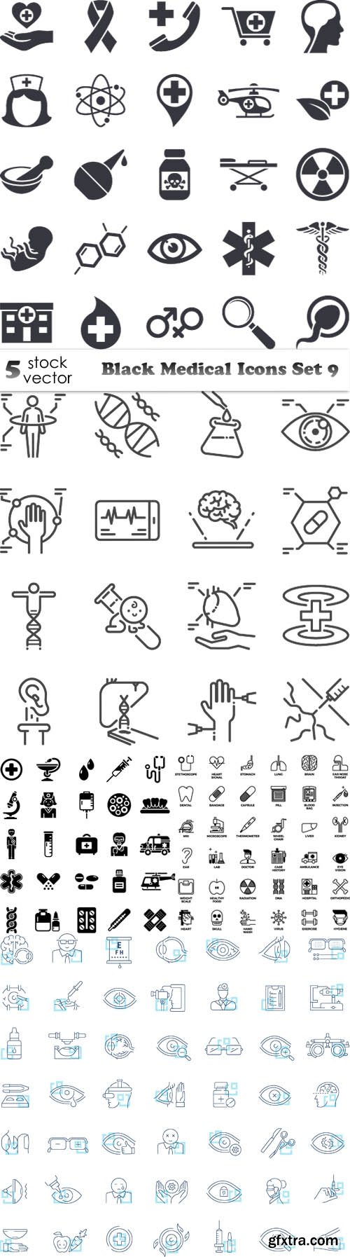 Vectors - Black Medical Icons Set 9