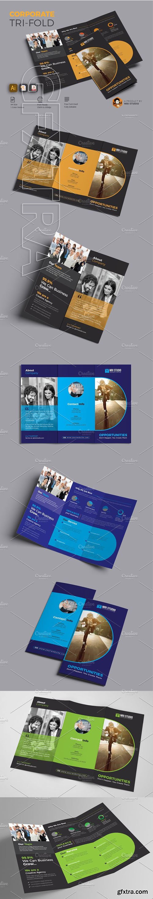 CreativeMarket - Corporate Tri Fold Brochure 1827033