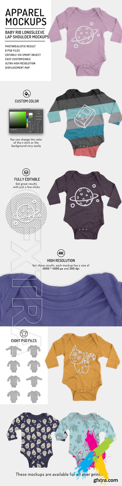 CreativeMarket - Baby Rib Longsleeve Mockups 1859763