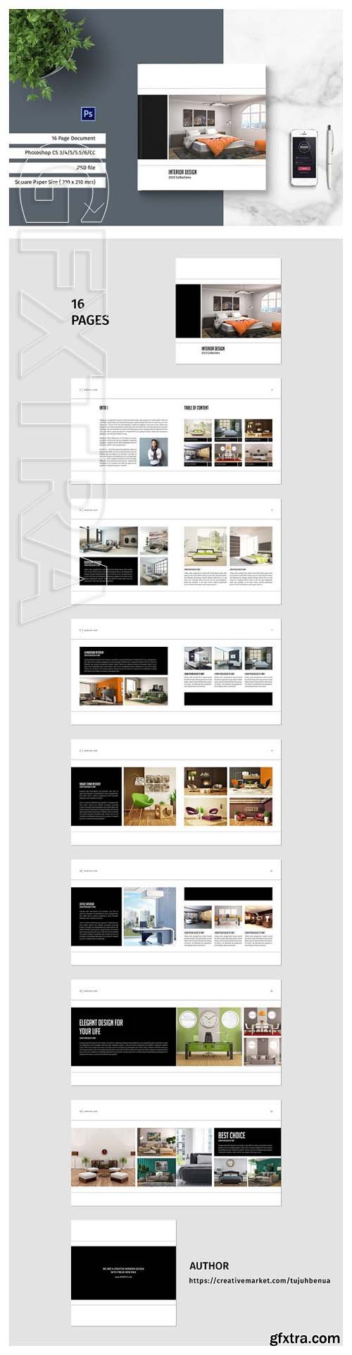 CreativeMarket - PSD - Square Interior Brochure 1879140