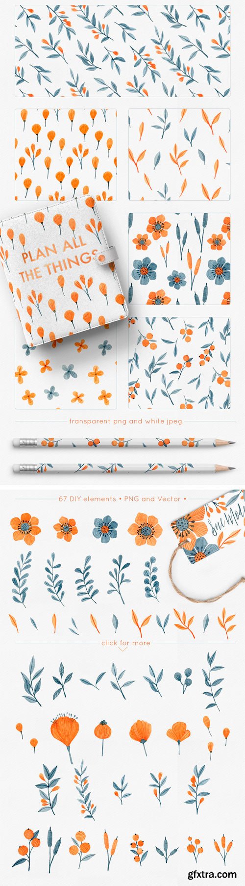 CM - Floral Watercolor Graphics Bundle 1816797