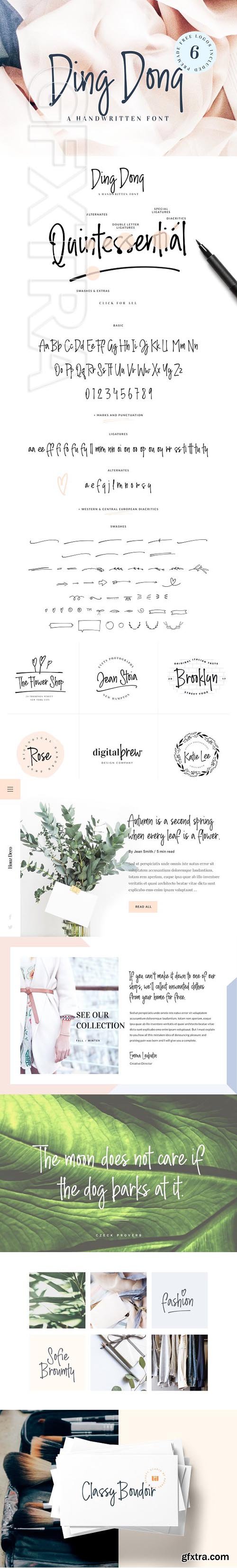 CreativeMarket - Ding Dong Handwritten Font + Logos 1851939