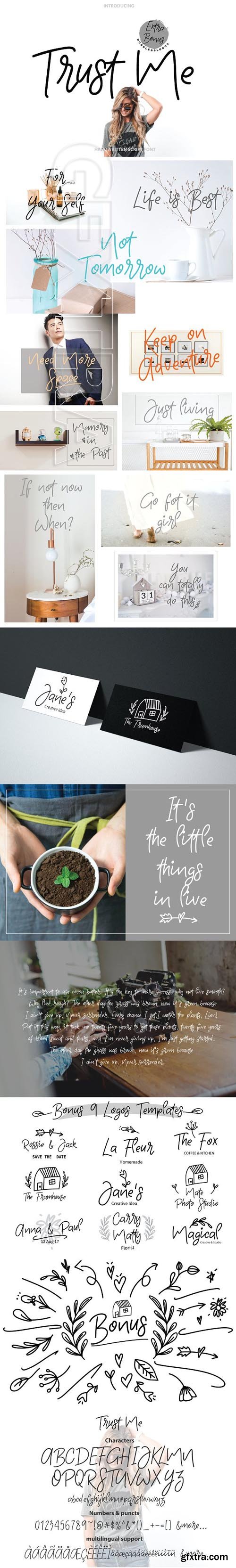 CreativeMarket - Trust me Handwritten Font & 9Logos 1860579