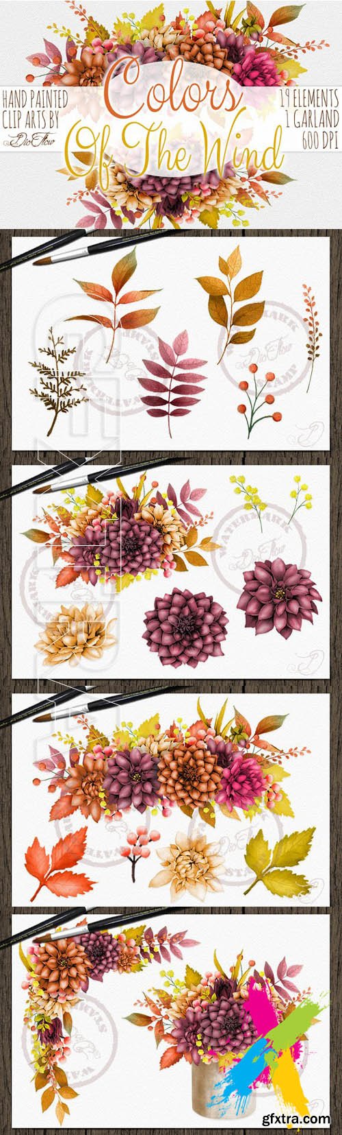 CreativeMarket - Autumn Watercolor Clip Art 1879528