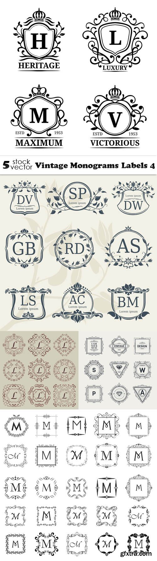 Vectors - Vintage Monograms Labels 4