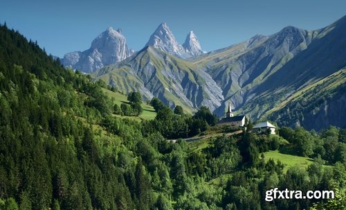 Alps Alpine mountain cliff top resort mountain field meadow landscape 25 HQ Jpeg