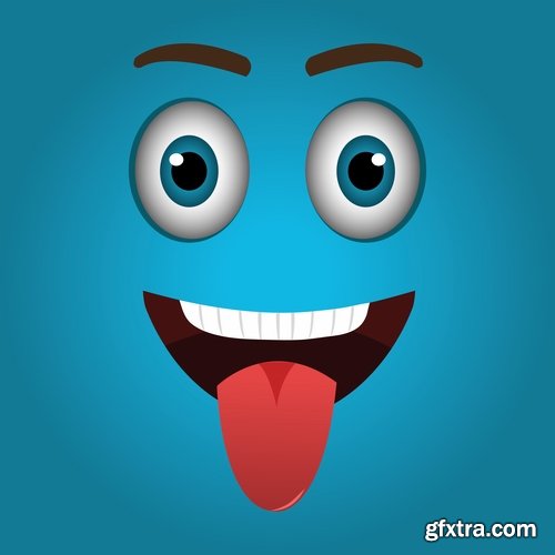 different cartoon emotion facial expression monsters character 25 EPS