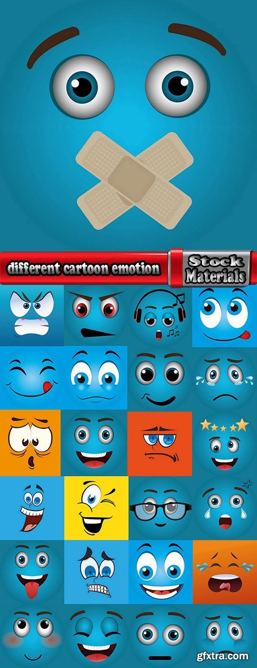 different cartoon emotion facial expression monsters character 25 EPS