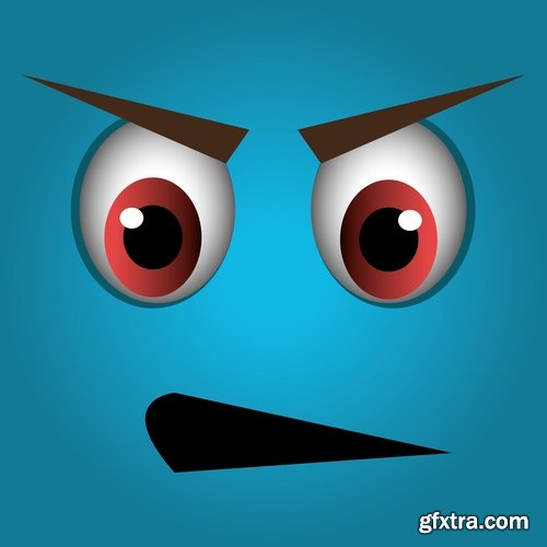 different cartoon emotion facial expression monsters character 25 EPS