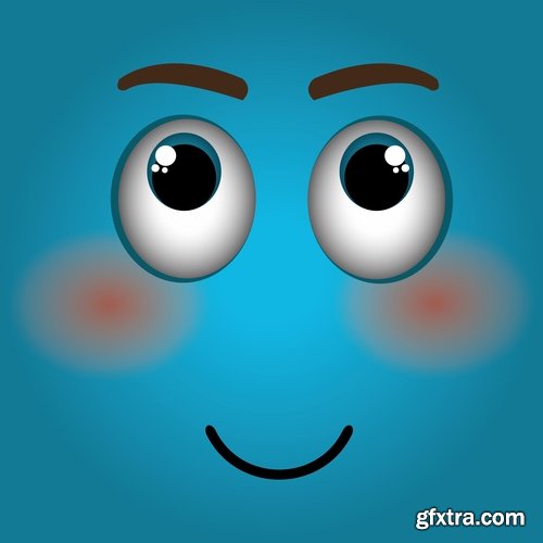 different cartoon emotion facial expression monsters character 25 EPS