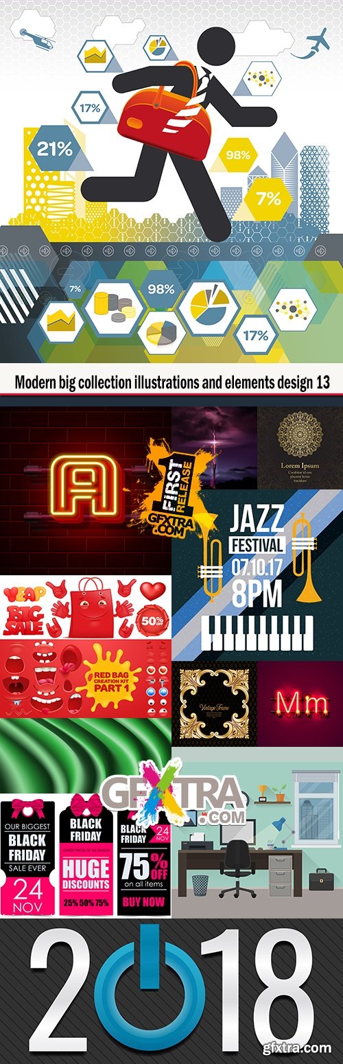 Modern big collection illustrations and elements design 13