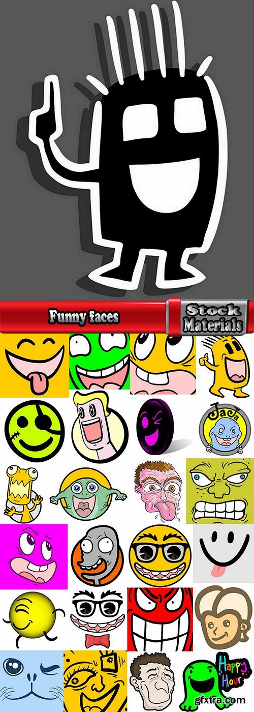 Funny faces caricature cartoon character image to be printed on the fabric T Shirt 25 EPS