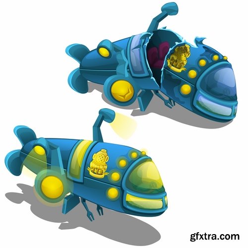 Boat powered submarine vector image 25 EPS