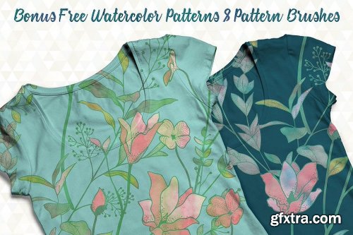 CreativeMarket 80%OFF: 150 Watercolor Florals+Bonus 1910791