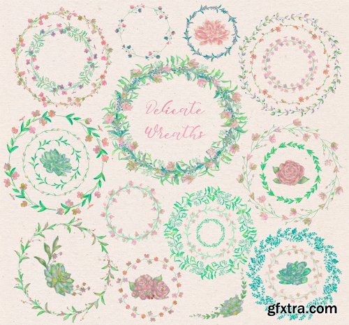 CreativeMarket 80%OFF: 150 Watercolor Florals+Bonus 1910791