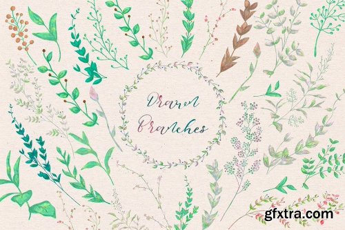 CreativeMarket 80%OFF: 150 Watercolor Florals+Bonus 1910791