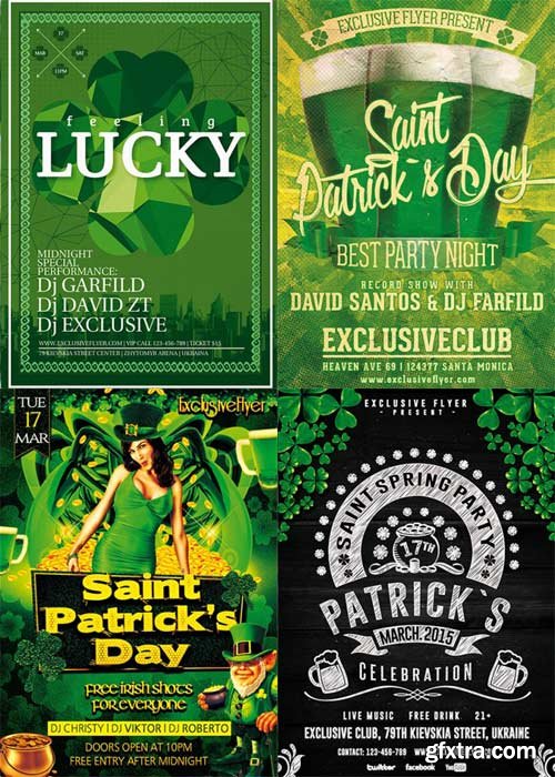 St. Patrick\'s Day 4in1 V1 Flyer Template