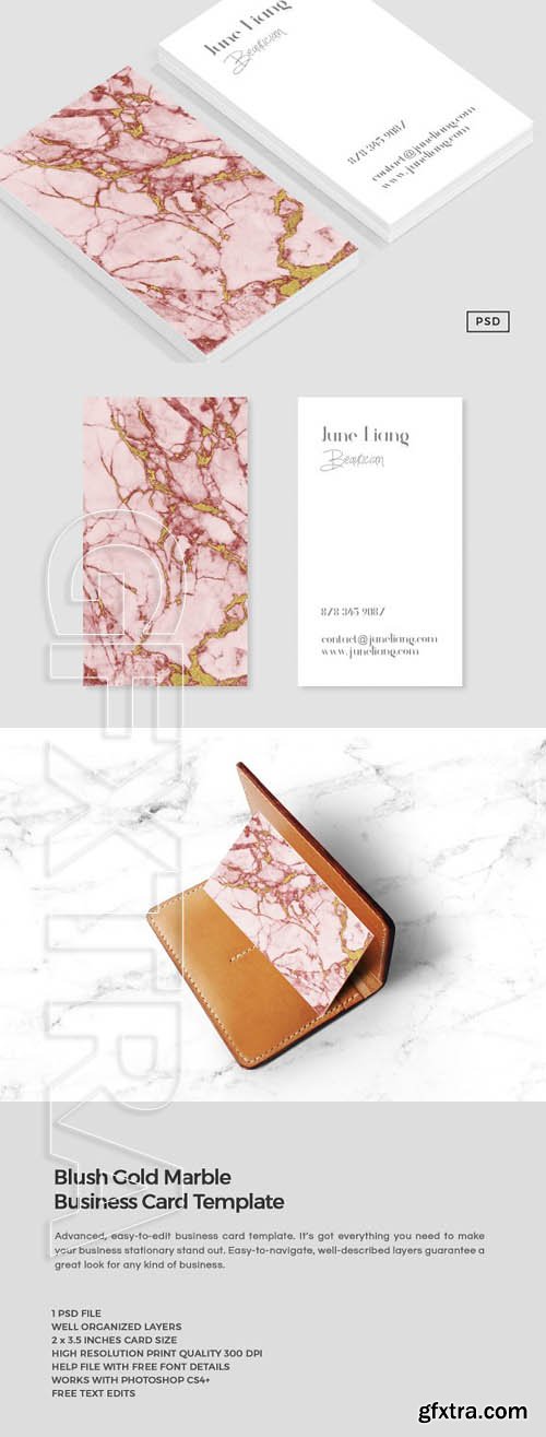 CreativeMarket - Blush Gold Marble Business Card 1877805