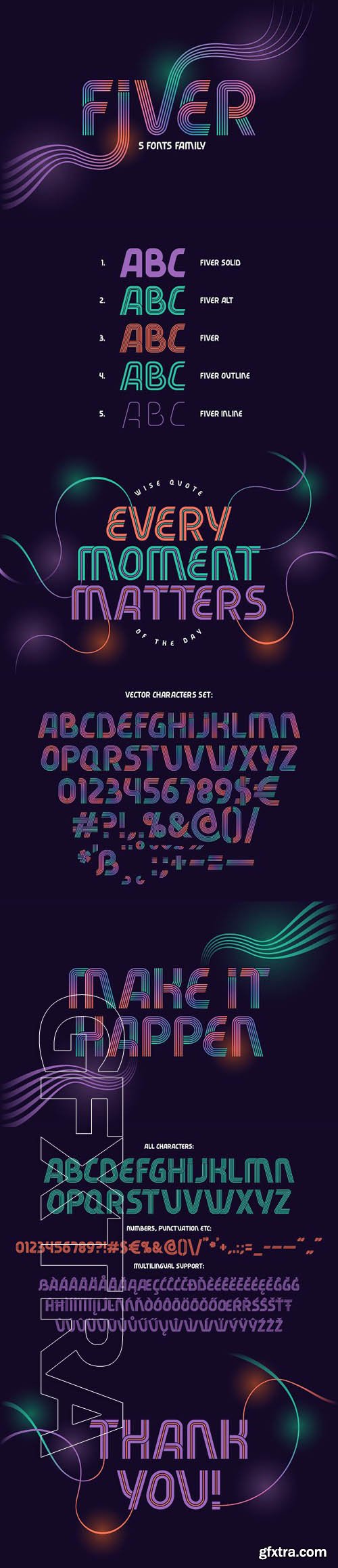 CreativeMarket - Fiver 5 fonts family 1878215